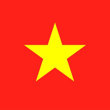 Vietnam bayrağı, resmi renkler. Vektör illüstrasyonu.