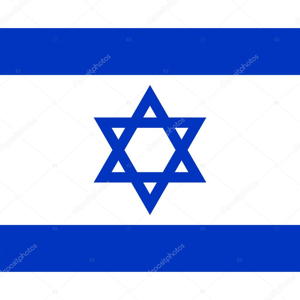 Israel flag, official colors. Vector illustration.