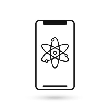 Atom sembollü cep telefonu düz tasarım simgesi