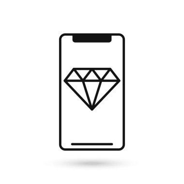Elmas değerli taşlı cep telefonu tasarım simgesi.