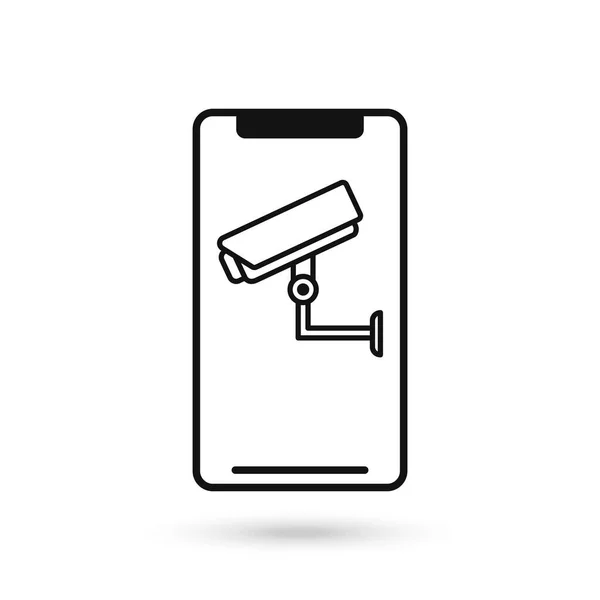 Icono Diseño Plano Teléfono Móvil Con Cámara Cctv — Vector de stock