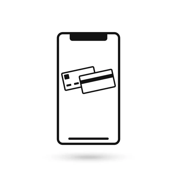 Ícone Design Plano Telefone Móvel Com Cartão Crédito Símbolo —  Vetores de Stock