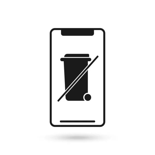 Telefon Komórkowy Płaski Projekt Ikona Nie Wyrzucać Kosza Znak — Wektor stockowy