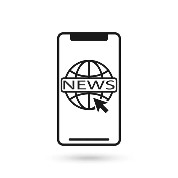 Иконка Плоским Дизайном Мобильного Телефона Вывеской Новостей — стоковый вектор