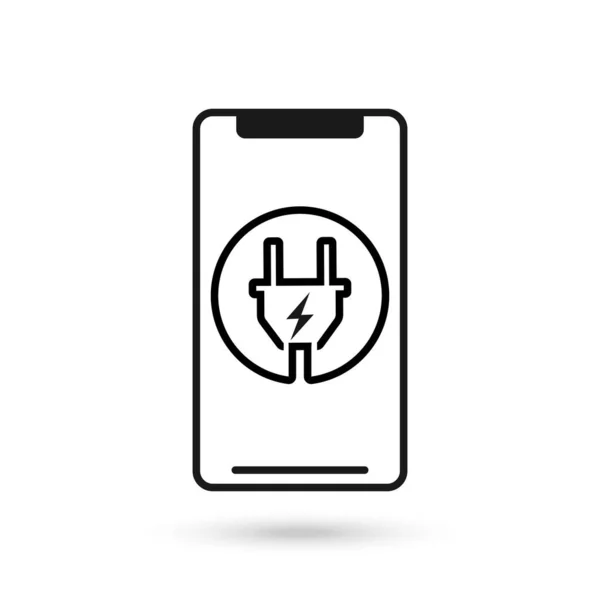 Icono Diseño Plano Del Teléfono Móvil Con Señal Carga Eléctrica — Vector de stock