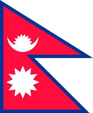 Nepal bayrağı, resmi renkler. Vektör illüstrasyonu.