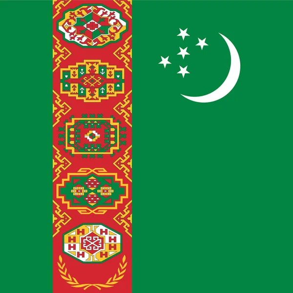 Bandera Turkmenistán Colores Oficiales Ilustración Vectorial — Archivo Imágenes Vectoriales