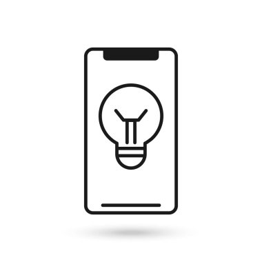 Ampul işaretli cep telefonu düz tasarım simgesi.