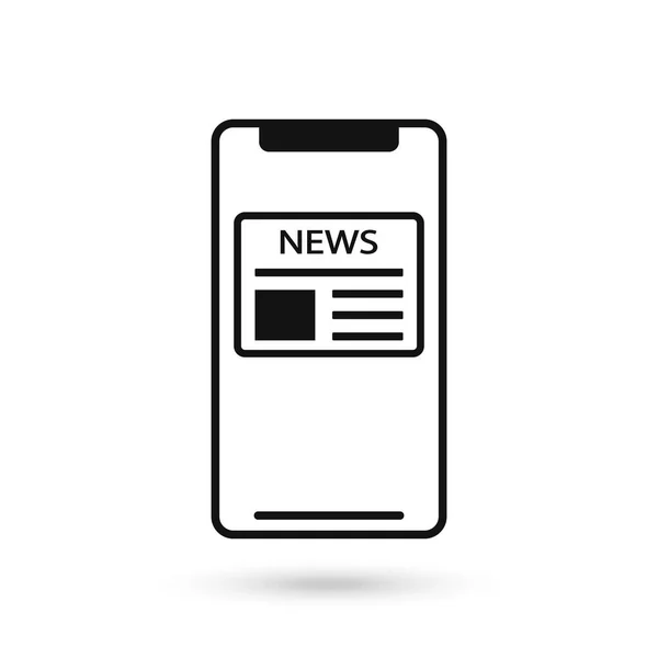 Иконка Мобильного Телефона Плоский Дизайн Газетой Срочные Новости Знак — стоковый вектор