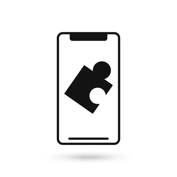 Mobile Phone Flat Design Icon Puzzle Symbol — Stock Vector