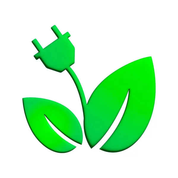 Eco Electricity Green Leaf Plug Electric Logo Concept Design — Vector de stock