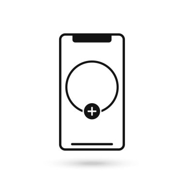 Mobil telefon düz tasarım simgesi, şablon boş ve işaret işareti ekle