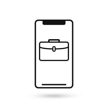 İş çantası simgesiyle cep telefonu düz tasarımı.