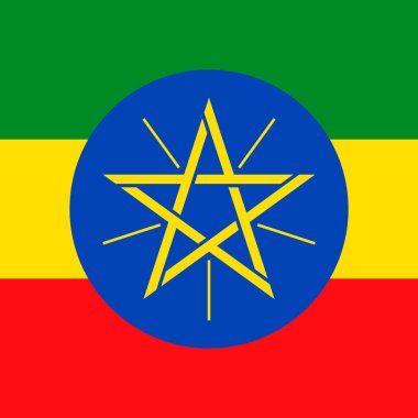 Etiyopya bayrağı, resmi renkler. Vektör illüstrasyonu.