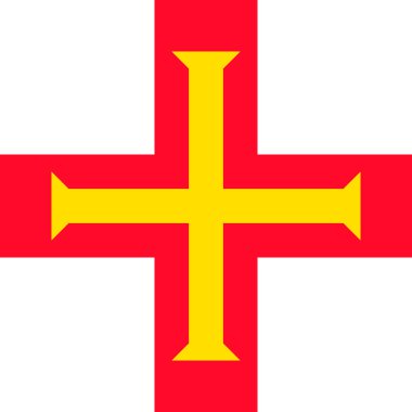 Guernsey bayrağı, resmi renkler. Vektör illüstrasyonu.