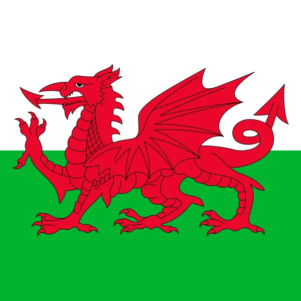 Wales Flag Official Colors Vector Illustration — Archivo Imágenes Vectoriales