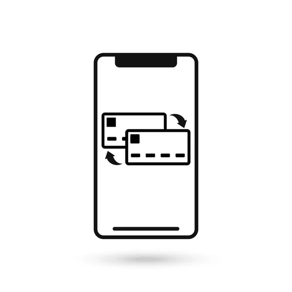Дизайн Квартири Мобільного Телефону Знаком Карткової Транзакції — стоковий вектор
