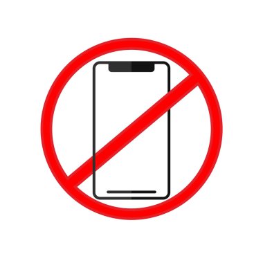 Yasak işaretli cep telefonu düz tasarımı.