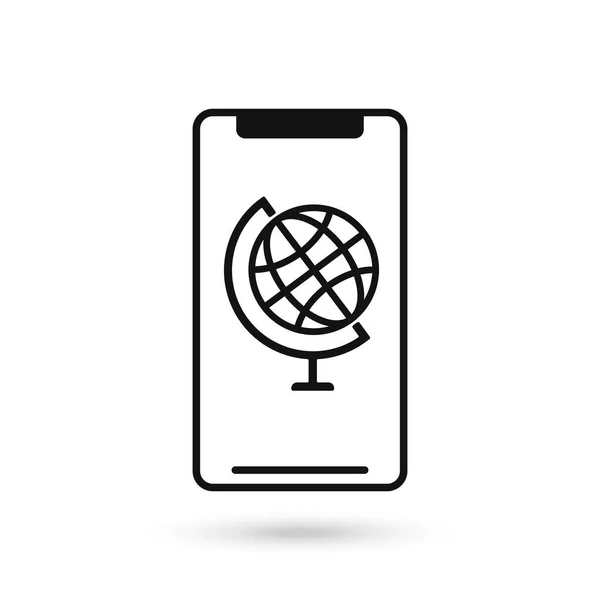Téléphone Portable Design Plat Avec Icône Globus — Image vectorielle