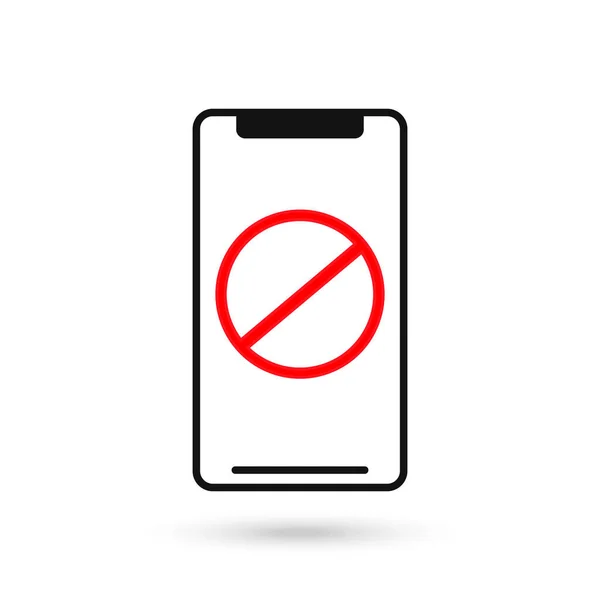 Mobiele Telefoon Plat Ontwerp Met Verboden Teken — Stockvector