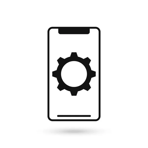 Мобильный Телефон Плоский Дизайн Мультимедийными Настройками Знак — стоковый вектор