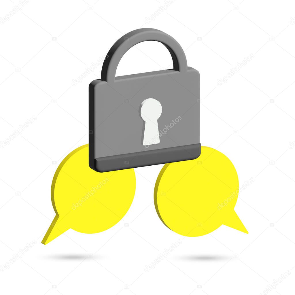 Encryption Message icon outline 3D style.