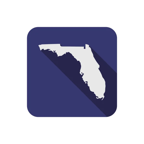 Carte Carrée État Floride Avec Ombre Longue — Image vectorielle