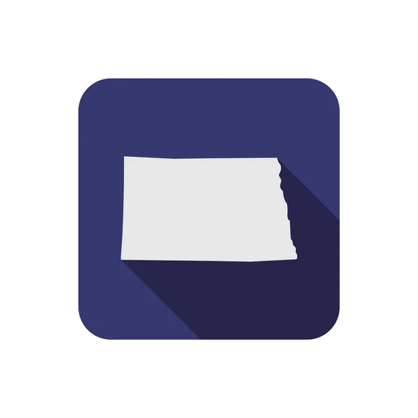 Quadratkarte Des Bundesstaates North Dakota Mit Langem Schatten — Stockvektor