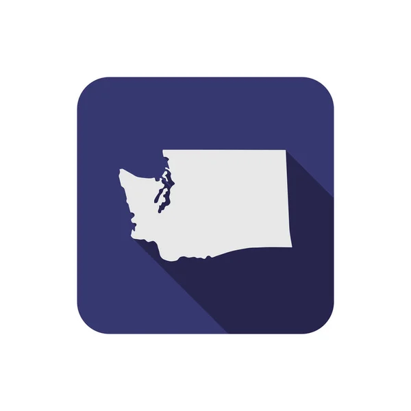 Washington State Map Quadrat Mit Langem Schatten — Stockvektor