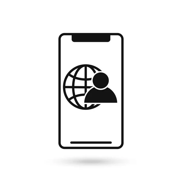 Conception Plate Téléphone Portable Avec Icône Administrateur Réseau — Image vectorielle