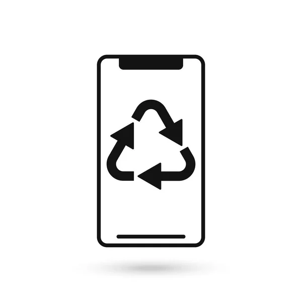 Επίπεδη Σχεδίαση Κινητού Τηλεφώνου Πινακίδα Ανακύκλωσης — Διανυσματικό Αρχείο