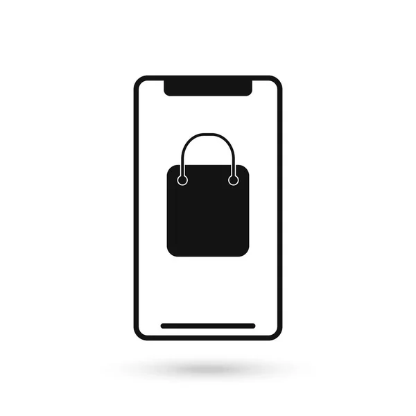 Handy Flachbau Mit Einkaufstaschenschild — Stockvektor