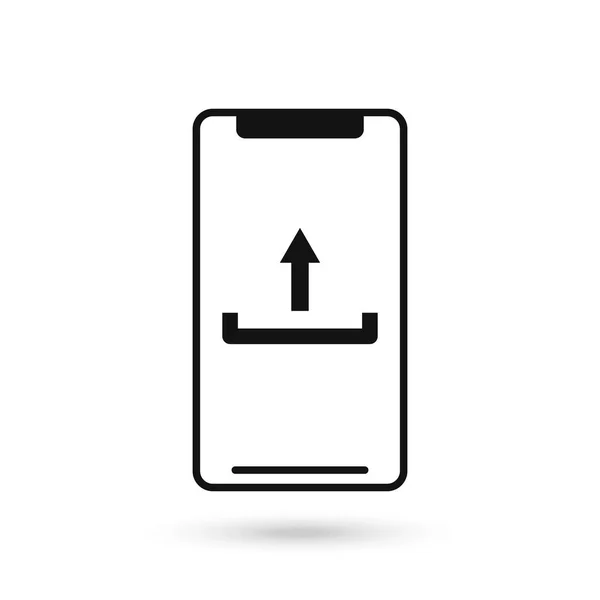 Mobiltelefon Flache Design Mit Upload Symbol Zeichen — Stockvektor