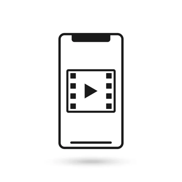 Мобильный Телефон Плоский Дизайн Видеовывеской — стоковый вектор