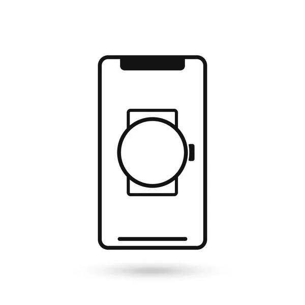 Mobiltelefon Lapos Kialakítás Óra Felirattal — Stock Vector