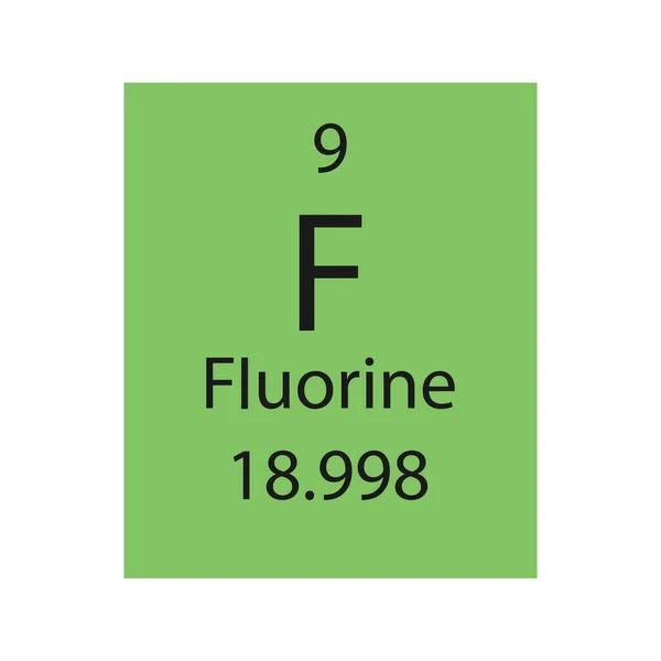 Fluorine Symbol Chemical Element Periodic Table Vector Illustration — ストックベクタ