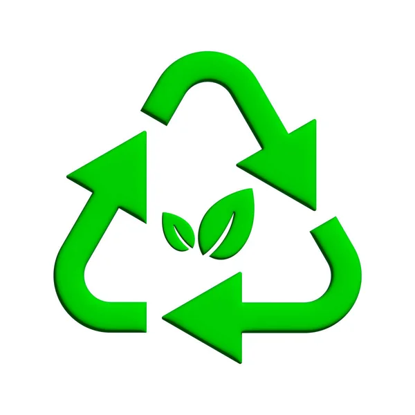 Green Arrows Recycle Green Leaves Eco Symbol Vector Illustration Isolated — Διανυσματικό Αρχείο