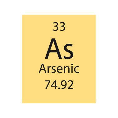 Arsenik sembolü. Periyodik tablonun kimyasal elementi. Vektör illüstrasyonu.
