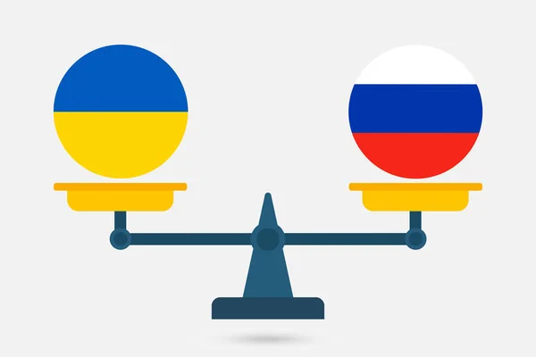 Масштаби Балансування Українського Російського Прапорів Приклад Вектора — стоковий вектор