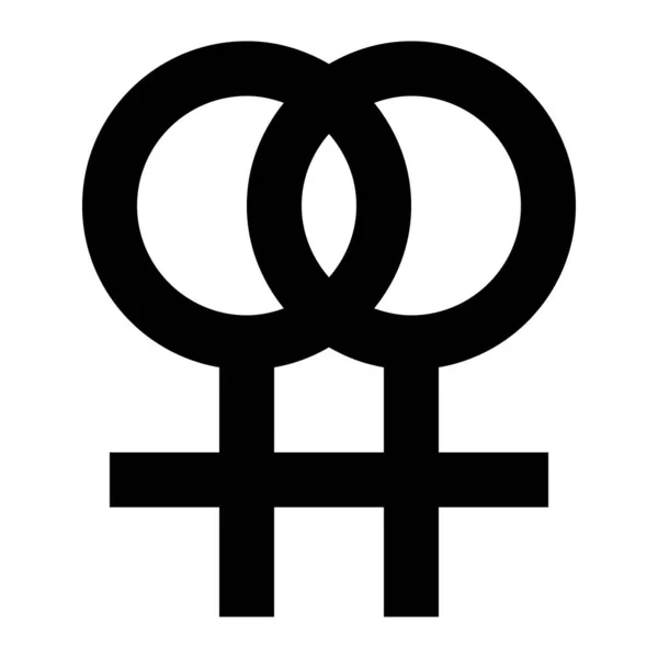 Dubbel Vrouwelijk Symbool Lesbische Relatie Vectorillustratie — Stockvector