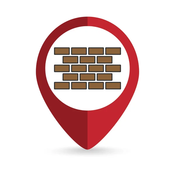 Map Pointer Brick Wall Icon Vector Illustration — Vetor de Stock