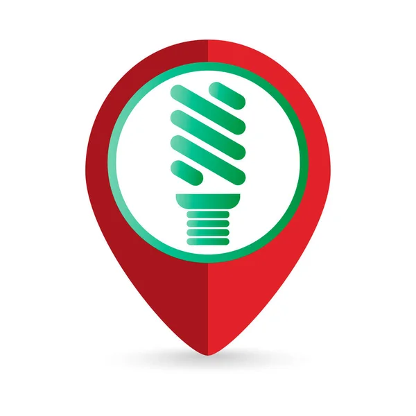 Map Pointer Eco Light Bulb Icon Vector Illustration — Image vectorielle