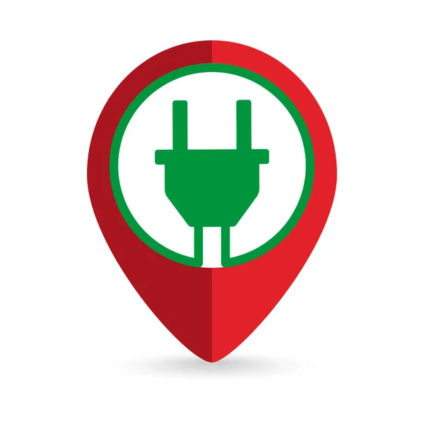 Map Pointer Electric Charging Icon Vector Illustration — Stok Vektör