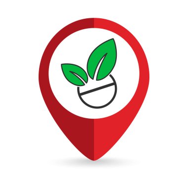 Hap ikonlu harita işaretleyici. Vektör illüstrasyonu.