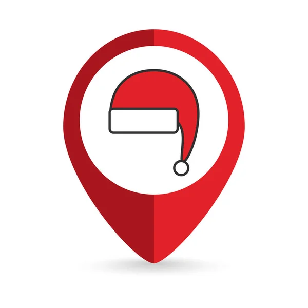 Map Pointer Santa Hat Icon Vector Illustration — ストックベクタ
