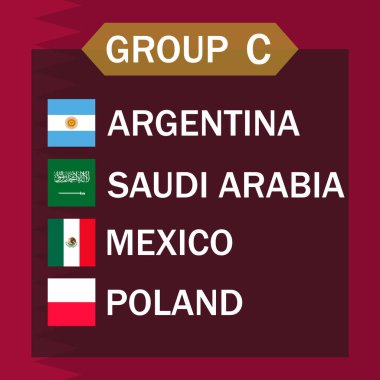 Match schedule group C. International soccer tournament in Qatar. Vector illustration.