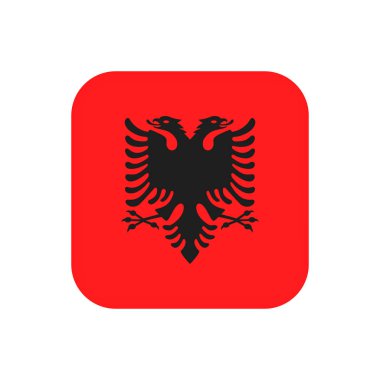 Arnavutluk bayrağı, resmi renkler. Vektör illüstrasyonu.