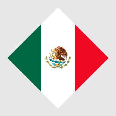 Meksika bayrağı, resmi renkler. Vektör illüstrasyonu.