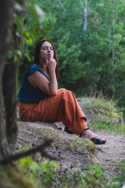 Close up retro portrait of a young Caucasian girl.