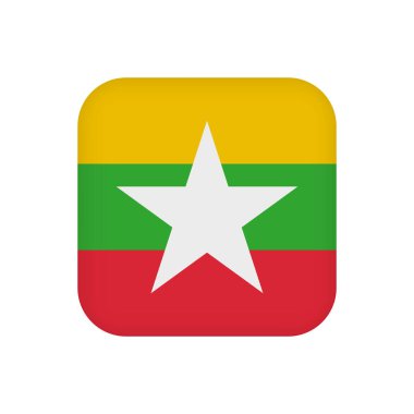 Myanmar bayrağı, resmi renkler. Vektör illüstrasyonu.